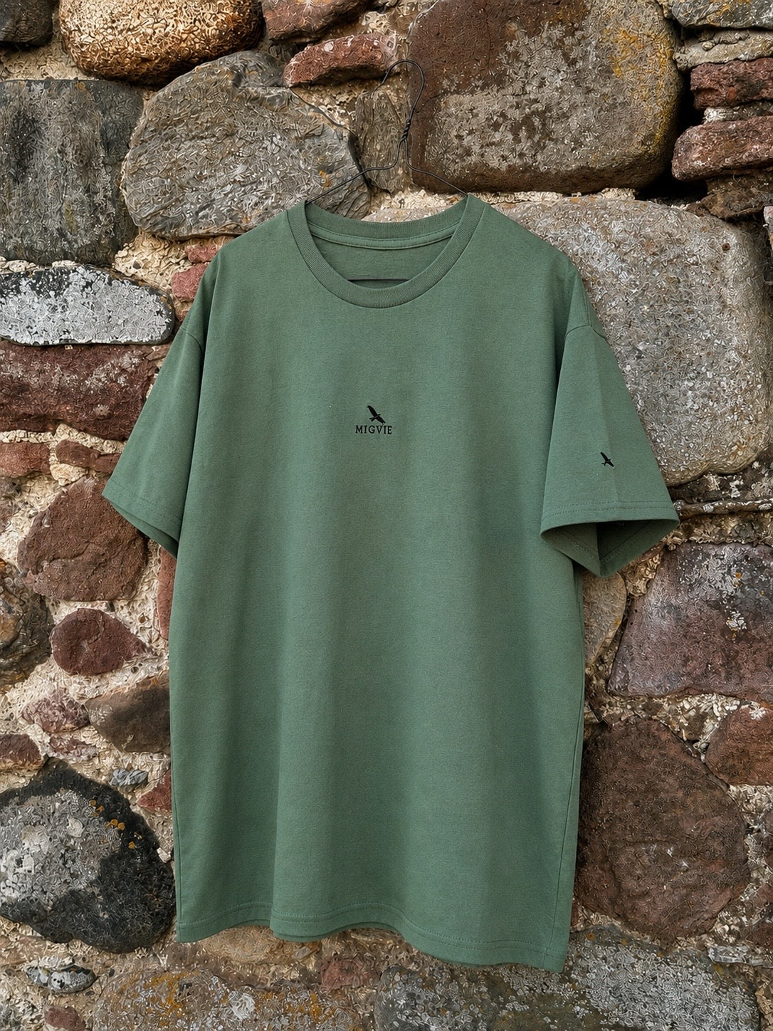 MIGVIE Embroidered Unisex T-shirt MILITARY GREEN
