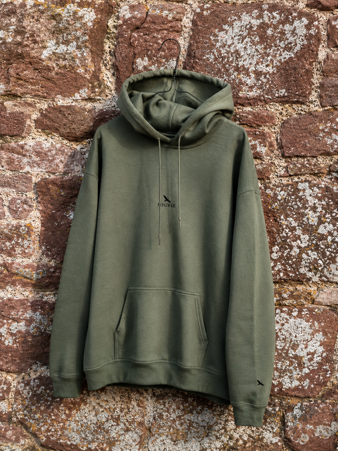 MIGVIE Embroidered Unisex Hoodie MILITARY GREEN
