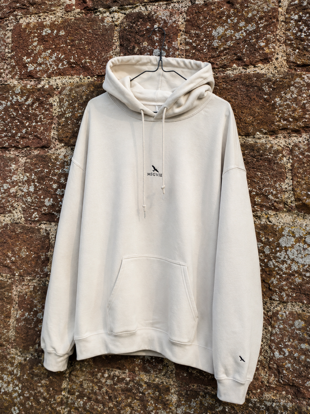 MIGVIE Embroidered Unisex Hoodie BEIGE