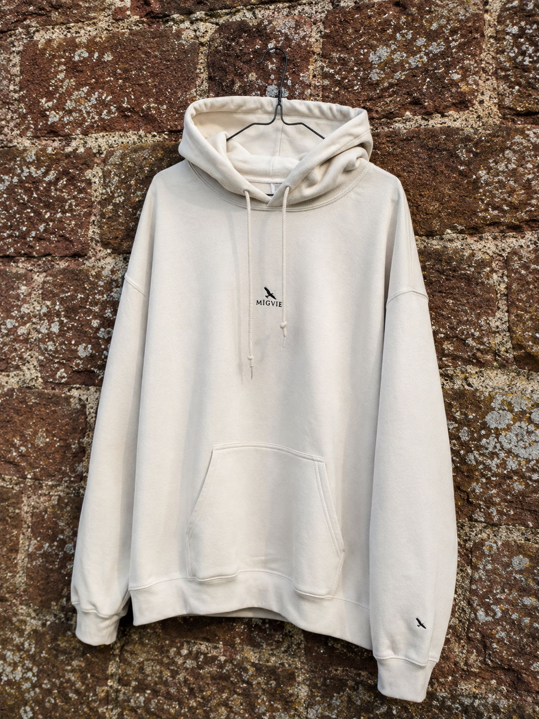 MIGVIE Embroidered Unisex Hoodie BEIGE